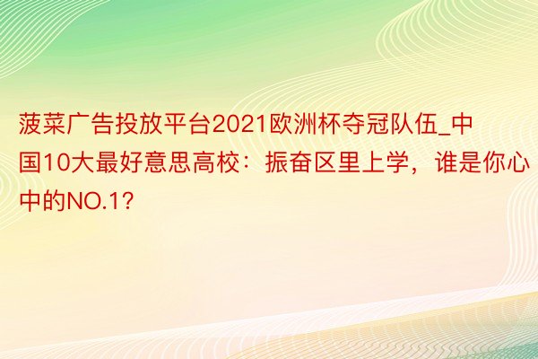 菠菜广告投放平台2021欧洲杯夺冠队伍_中国10大最好意思高校：振奋区里上学，谁是你心中的NO.1？