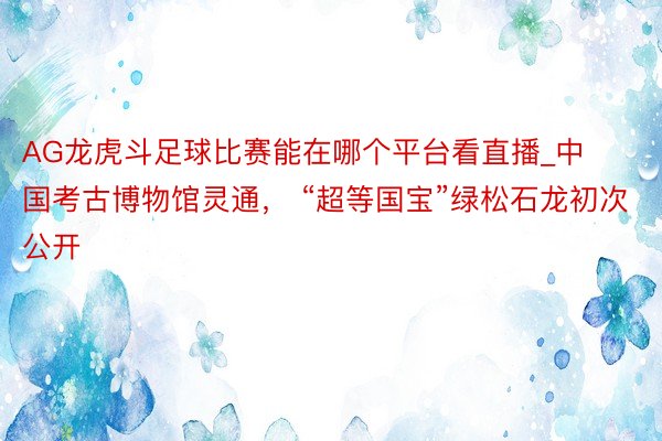 AG龙虎斗足球比赛能在哪个平台看直播_中国考古博物馆灵通， “超等国宝”绿松石龙初次公开