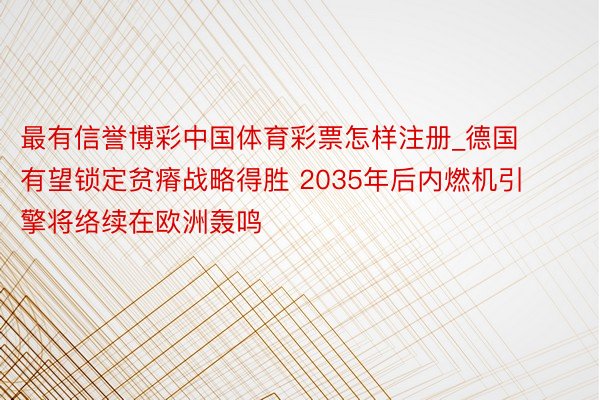 最有信誉博彩中国体育彩票怎样注册_德国有望锁定贫瘠战略得胜 2035年后内燃机引擎将络续在欧洲轰鸣